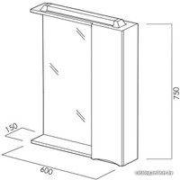  BelBagno Шкаф с зеркалом Marino-SPC-600/750-1A-BL-P-L (bianco lucido)