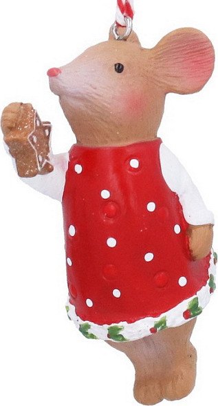 

Елочная игрушка Gisela Graham A Nordic Christmas Мышонок Holly с имбирным пряником 10089_1