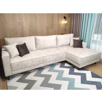 Угловой диван Nord Star Этран Тедди левый (микровелюр, розовый)