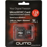 Карта памяти QUMO QM128GMICSDXC10U1 microSDXC 128GB + адаптер