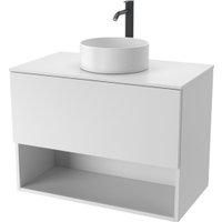  ЗОВ Тумба под умывальник со столешницей Кито-2 80 (белый матовый/белая столешница)
