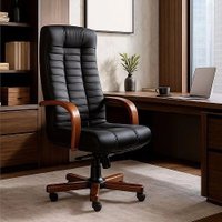 Офисное кресло AksHome Атлант экстра (орех светлый, кожа черная)