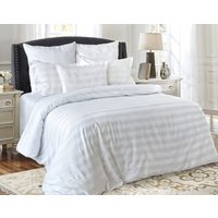 2-спальный комплект постельного белья с евро простыней Блакiт Страйп-сатин Евро 70х70 4239/1 (белый)