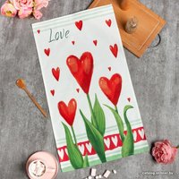 Полотенце Этель Цветы 7599087 (белый/зеленый/красный)