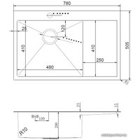 Кухонная мойка ARFEKA AF 780*505 L Black PVD Nano