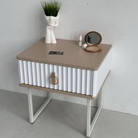 Тумба Shtabe Royal 5101 эко (макиато/белый/р.золото)