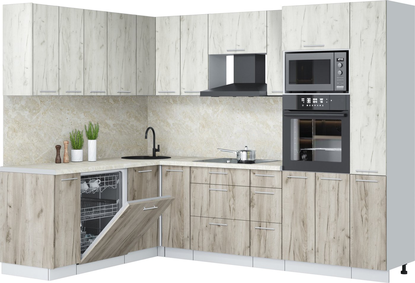 

Готовая кухня Интерлиния Мила Лайт 1.896х2.68 (дуб белый/дуб серый/опал светлый)