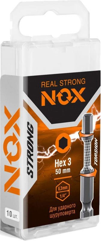 Набор бит Nox Strong Torsion E6.3 Hex-3-50 338350 (10 шт)