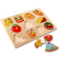 Развивающая игрушка ЛЭМ Рамка-вкладыш. Фрукты, овощи, завтрак 1415
