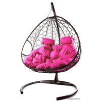 Подвесное кресло M-Group Для двоих 11450208 (коричневый ротанг/розовая подушка)