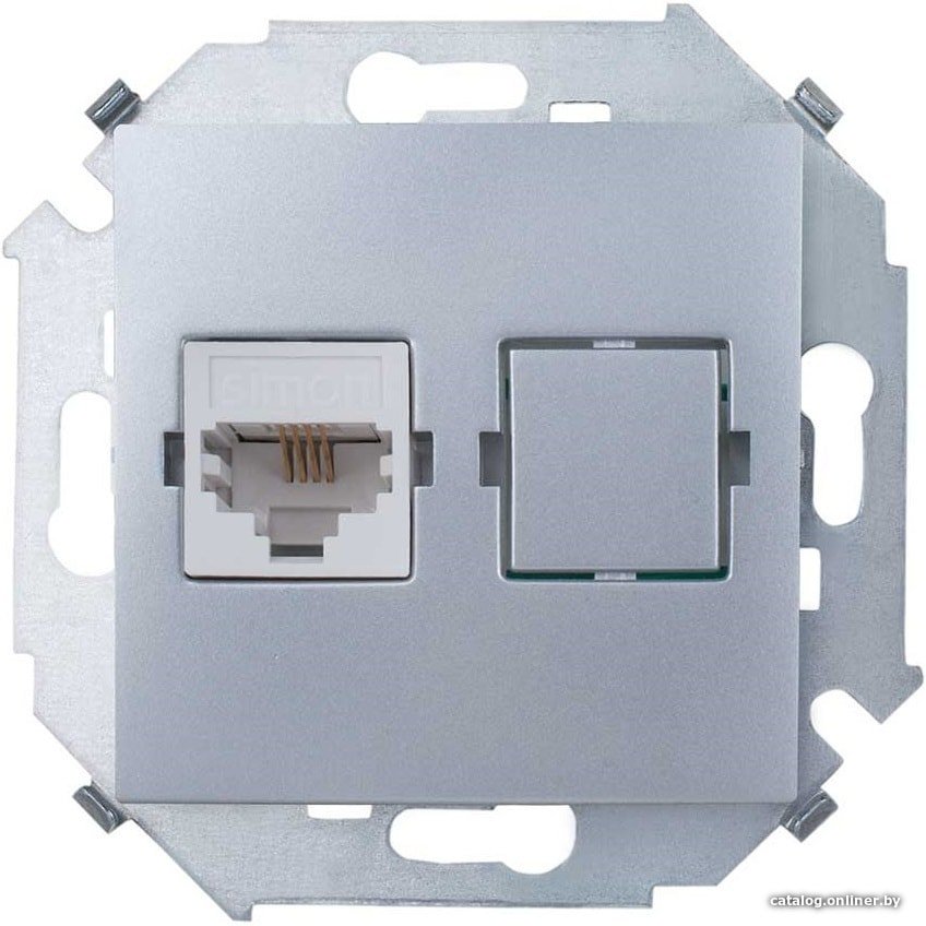 Розетка телефонная Simon 1591480-033 (алюминий)