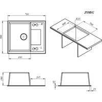 Кухонная мойка ZorG Dello 78 (черный оникс)