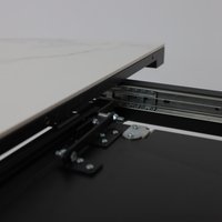 Кухонный стол Мамадома Ronaldo-120 раздвижной 120-160 (patagonoa bianco gloss premium cer/черный)