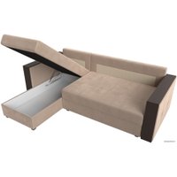 Угловой диван Лига диванов Валенсия Лайт левый (велюр, бежевый)