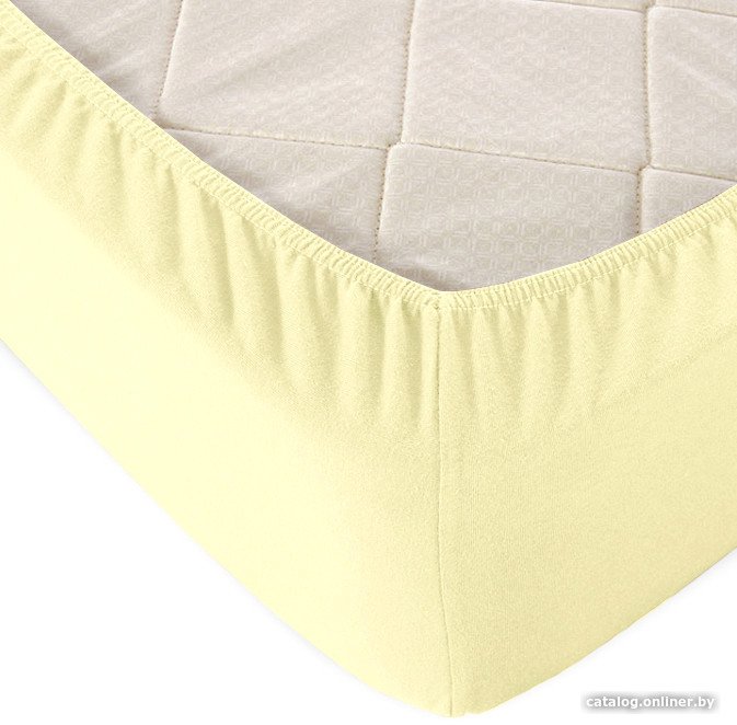 Простыня Alleri Трикотажная на резинке 80x200x20см (светло-желтый)