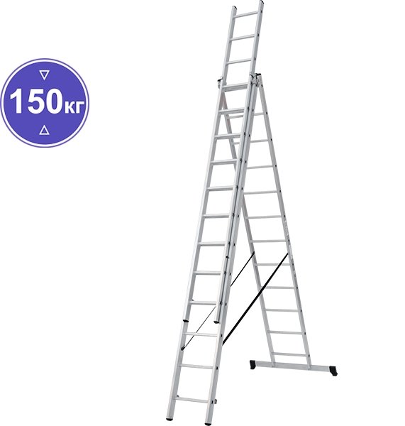 

Лестница-стремянка Новая высота NV 123 алюминиевая трёхсекционная 3x12 ступеней