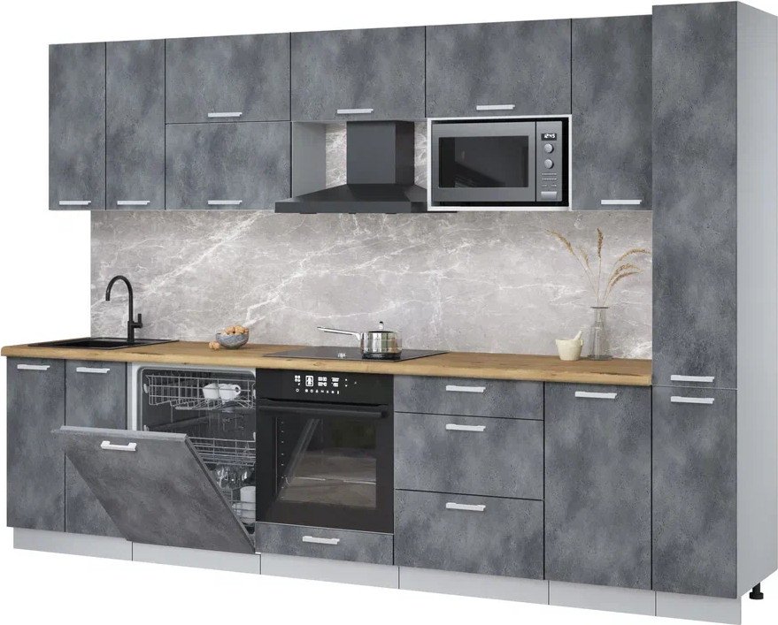 

Готовая кухня Интерлиния Мила Лайт 3.1-ПМ2 (бетон портленд/бетон портленд/дуб бунратти)