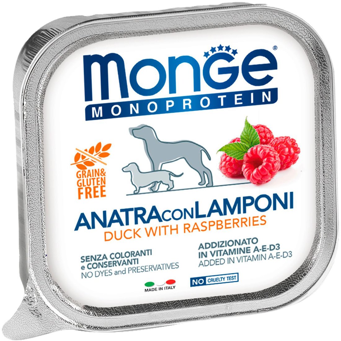 Пресервы Monge Natural Monoprotein Fruits из утки с малиной (150 г)