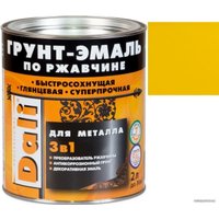 Грунт-эмаль Dali По ржавчине 3 в 1, 2 л (желтый, RAL 1021)