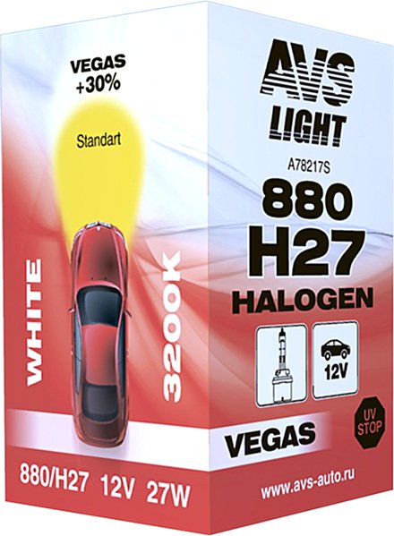 

Галогенная лампа AVS Vegas H27/880 12V 27W 1шт [A78217S]