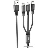 Кабель Hoco X76 USB Type-A - microUSB/USB Type-C/Lightning (1 м, черный)