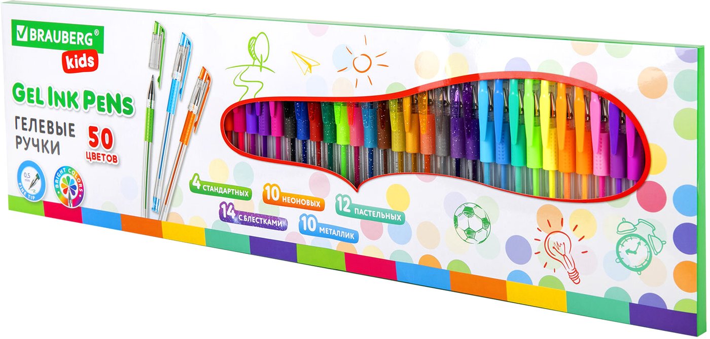 

Набор гелевых ручек BRAUBERG Kids 143822 (50 цветов)