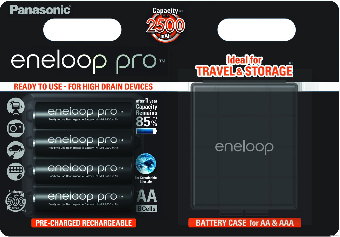 Аккумулятор Panasonic AA 2500mAh 4 шт. + кейс