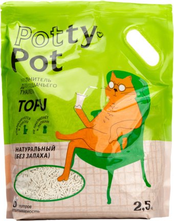 Наполнитель для туалета Potty-Pot Тофу натуральный без запаха 2.5 кг (6 л)