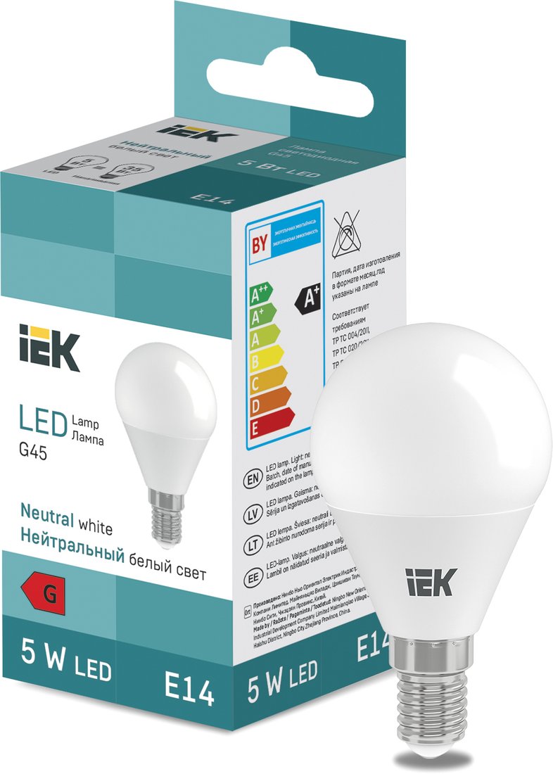 

Светодиодная лампочка IEK LED Globe G45 400lm 4000K E14