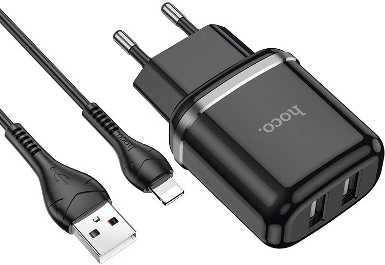 

Сетевое зарядное Hoco N4 Lightning (черный)