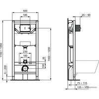 Инсталляция для унитаза Ideal Standard Tesi Aquablade + кнопка Olias M3 (хром) S0079R0123AA
