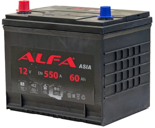 

Автомобильный аккумулятор ALFA Asia L+ (60 А·ч)