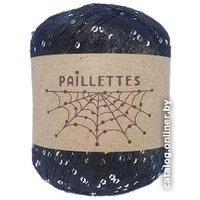 Пряжа для вязания Wool Sea Paillettes 154 50 г 275 м (черный с серебряными пайетками, 4 мотка)