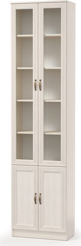 Шкаф-витрина Олмеко В-18 М со стеклом (вудлайн кремовый/белый/Masa Decor аруша венге/Masa Decor аруша венге)