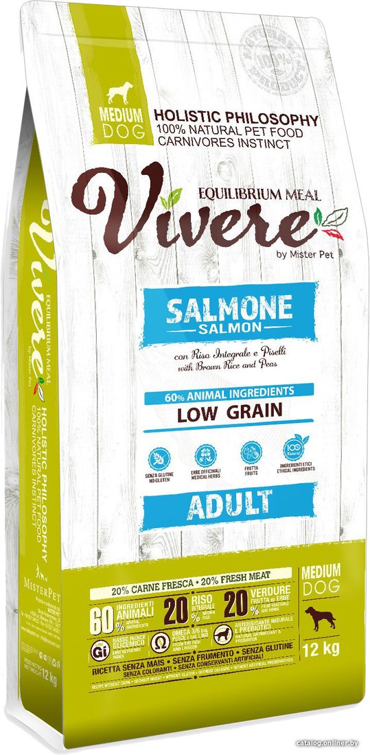 Сухой корм для собак Vivere Medium Adult Salmon 12 кг