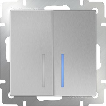 Выключатель проходной Werkel WL06-SW-2G-2W-LED (серебряный)