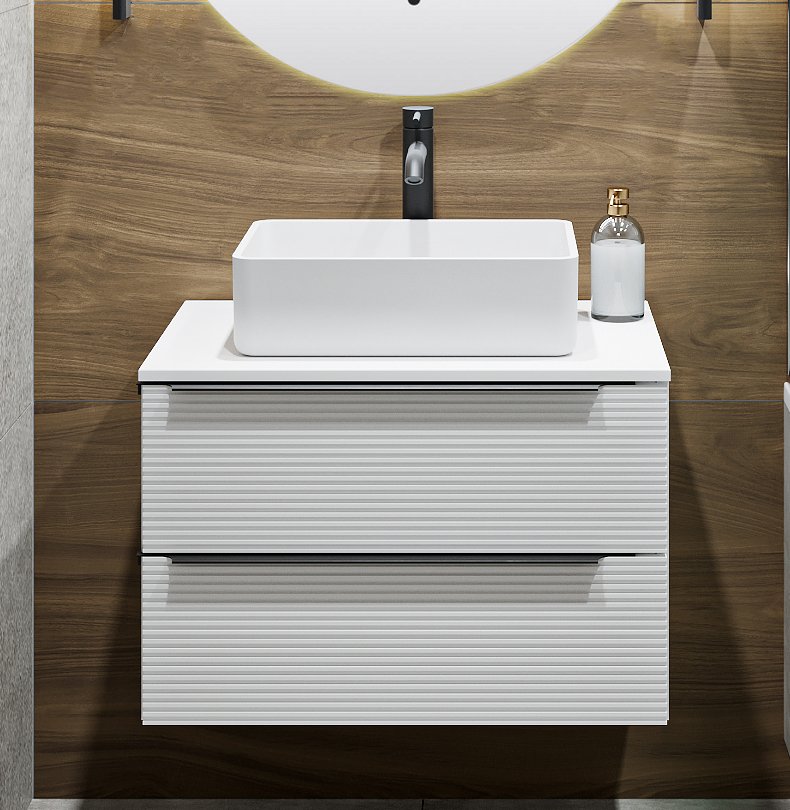 

Runo Тумба под умывальник Орлеан 70 (подвесная, белый матовый/белый глянец)