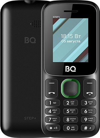 Кнопочный телефон BQ BQ-1848 Step+ (черный/зеленый)