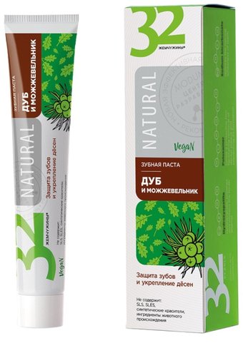 Зубная паста Modum 32 Жемчужины Natural Дуб и можжевельник 100 г