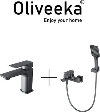 Комплект смесителей Oliveeka OL-639003A+139003-BGM (матовый оружейный металл)