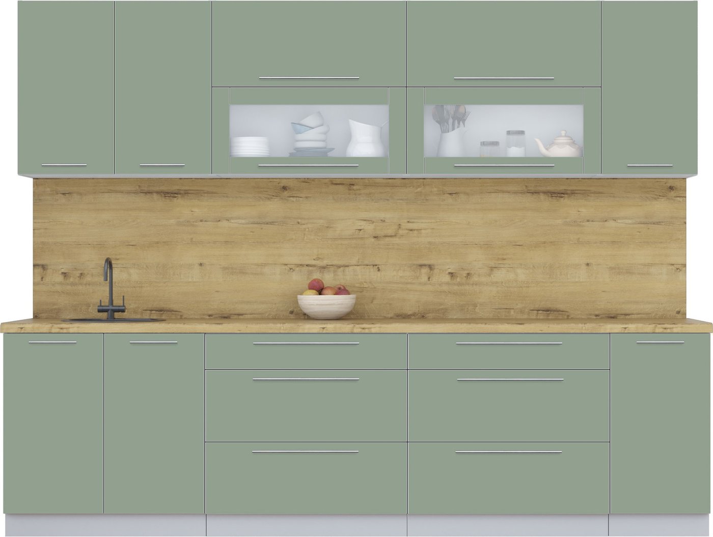 

Готовая кухня Интерлиния Мила Пластик 2.8 В (полынь/полынь/дуб бунратти)