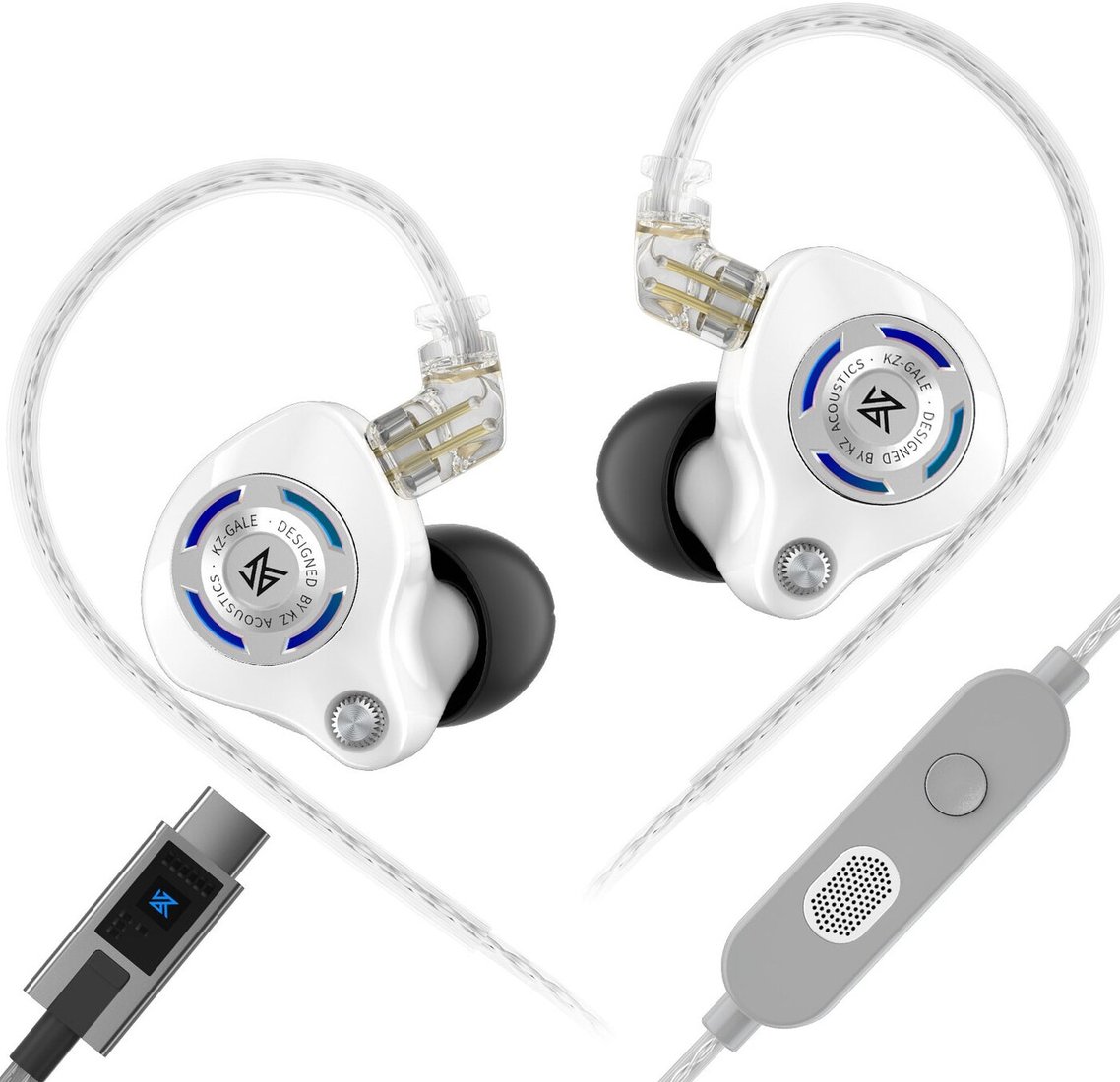 Наушники KZ Acoustics Gale USB Type-C (с микрофоном, белый)