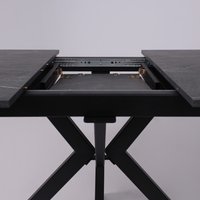 Кухонный стол Lepremo AV 1212 МДФ раздвижной 1000-1300x700 (мрамор Пьетра графитовый/черный)