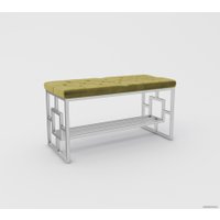 Банкетка Hype Mebel Квадро Люкс (белый/золото)