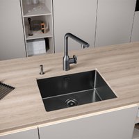 Кухонная мойка Paulmark Next 54 Uni PM215444-GM (черный/вороненая сталь)