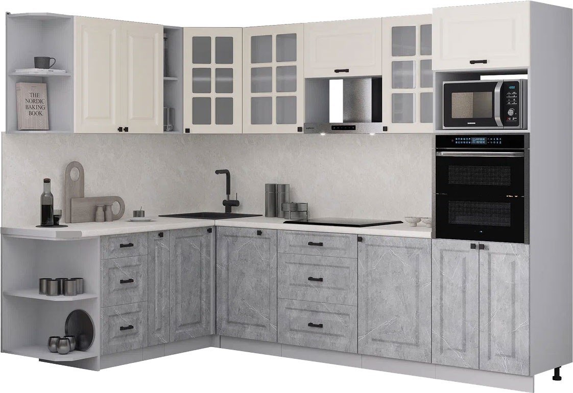 

Готовая кухня Интерлиния Мила Деко 1.88x2.8 LV (керамика/белый/опал светлый)