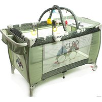 Манеж-кровать ForKiddy Arena lux 2020 (оливковый с пингвинчиками)