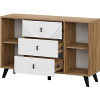 Тумба Mio Tesoro Байкал 3 ящика двухстворчатый (дуб золотистый/белый матовый)