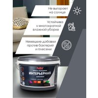 Краска Palizh Акриловая интерьерная моющаяся 3.3 кг (графит)