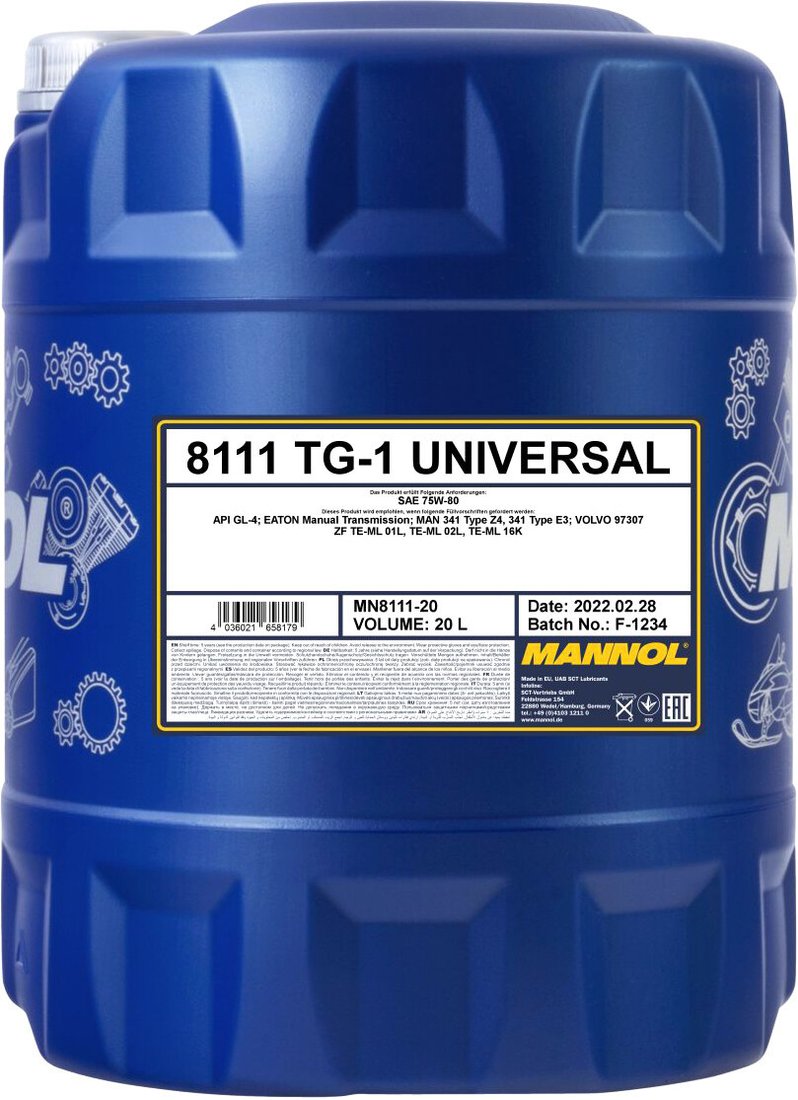 

Трансмиссионное масло Mannol TG-1 Universal 75W80 GL-4 MN8111-20 20 л